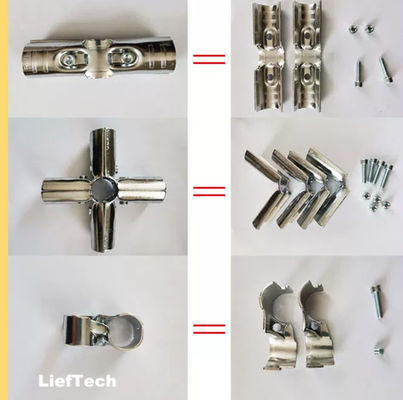 estrutura simples Conectores de tubos cromados Tubos de aço acessórios para tubos de 28 mm