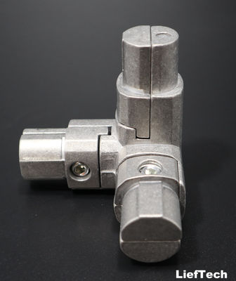 Conector de alumínio anodizado de tubulação tridimensional de 90 graus