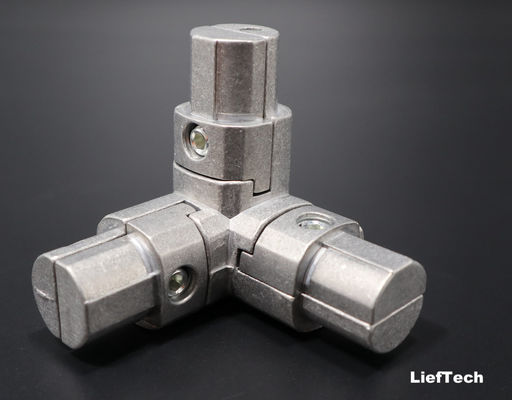 Conector de alumínio anodizado de tubulação tridimensional de 90 graus